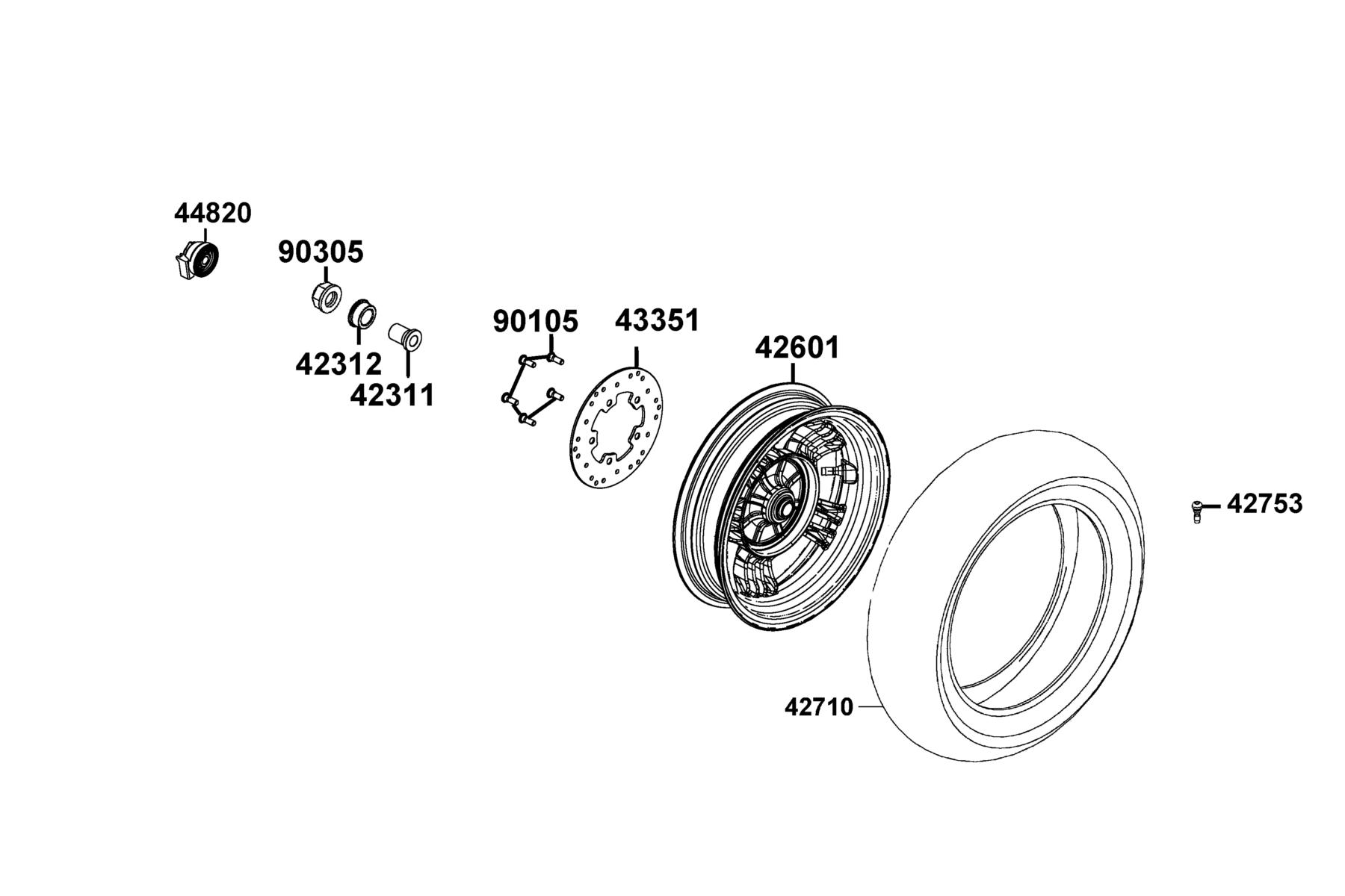 LIKE 150i ABS MY2026 Rear Wheel parts diagram
